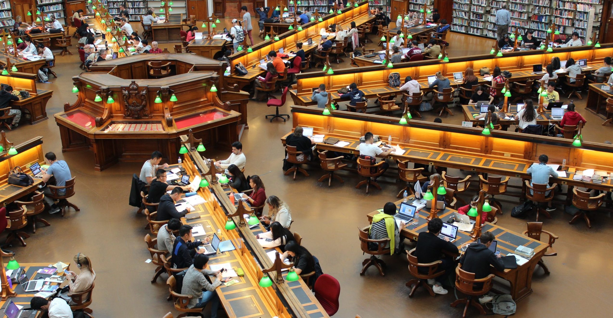 School Library busy with students studying